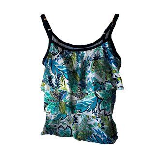 Swimsuit Womens Plus Size 22W Floral Tropical Layered Tank Top Adjustable Straps